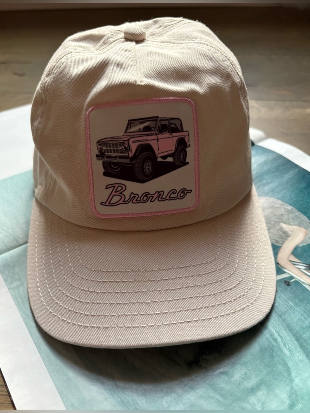 Ford Bronco Patch Hat/Cap 100% Cotton Snap Back In Cream OS